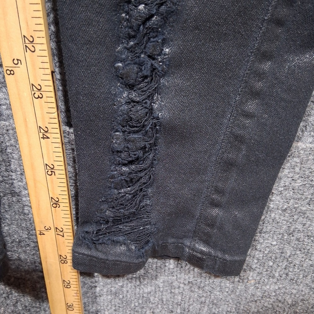 Guess Sexy Curve Skinny Jeans Black Coated Distressed Shredded Mid Rise 33x28 - Picture 11 of 14